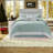 Luxury Aqua Cotton Bedding Sets, Queen Comforter With Elegant Coral Design For Home