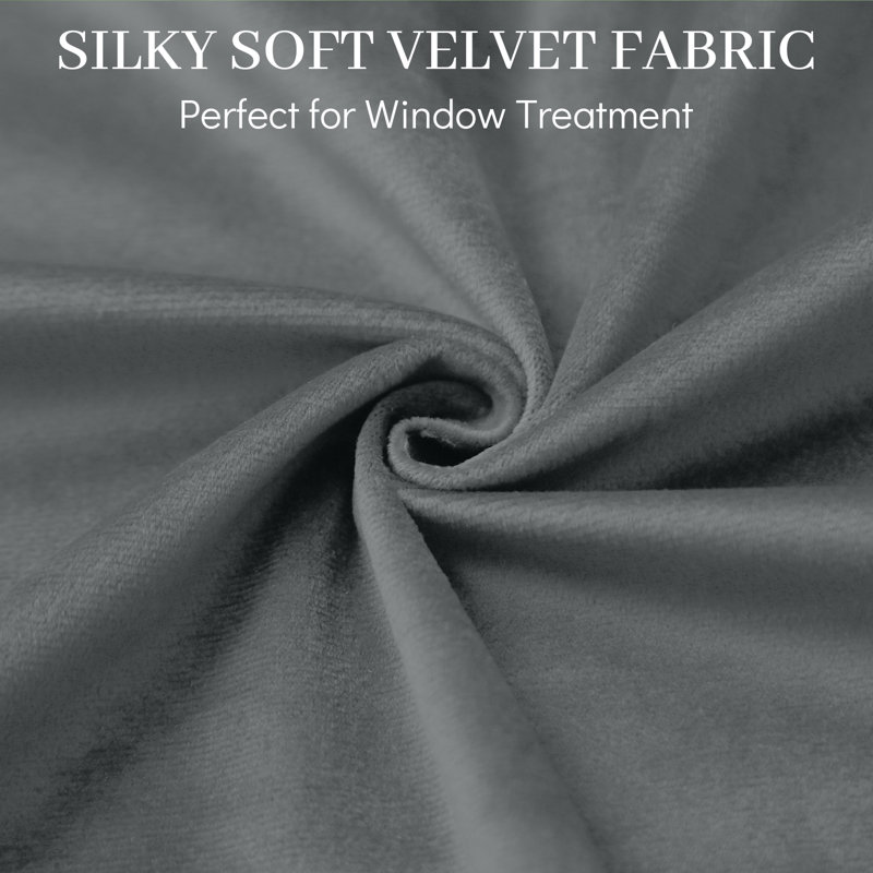 Velvet Blackout Curtain Pair, Gray, 52" W x 96" L