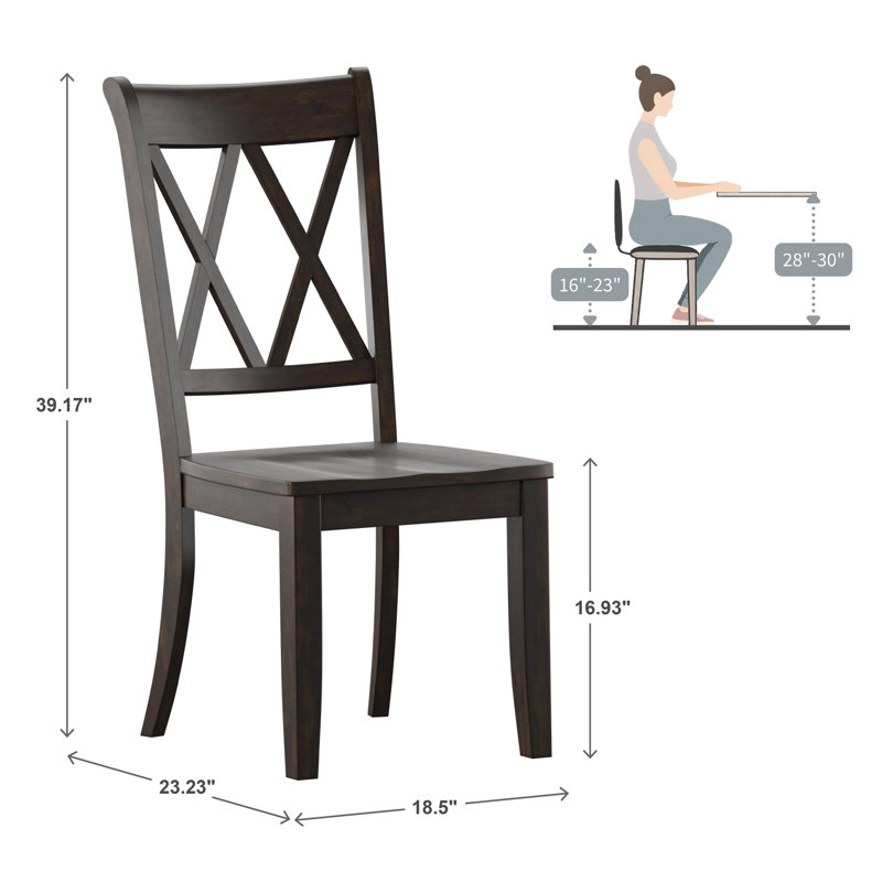 Fortville Solid Wood Cross Back Side Chair, Noir antique