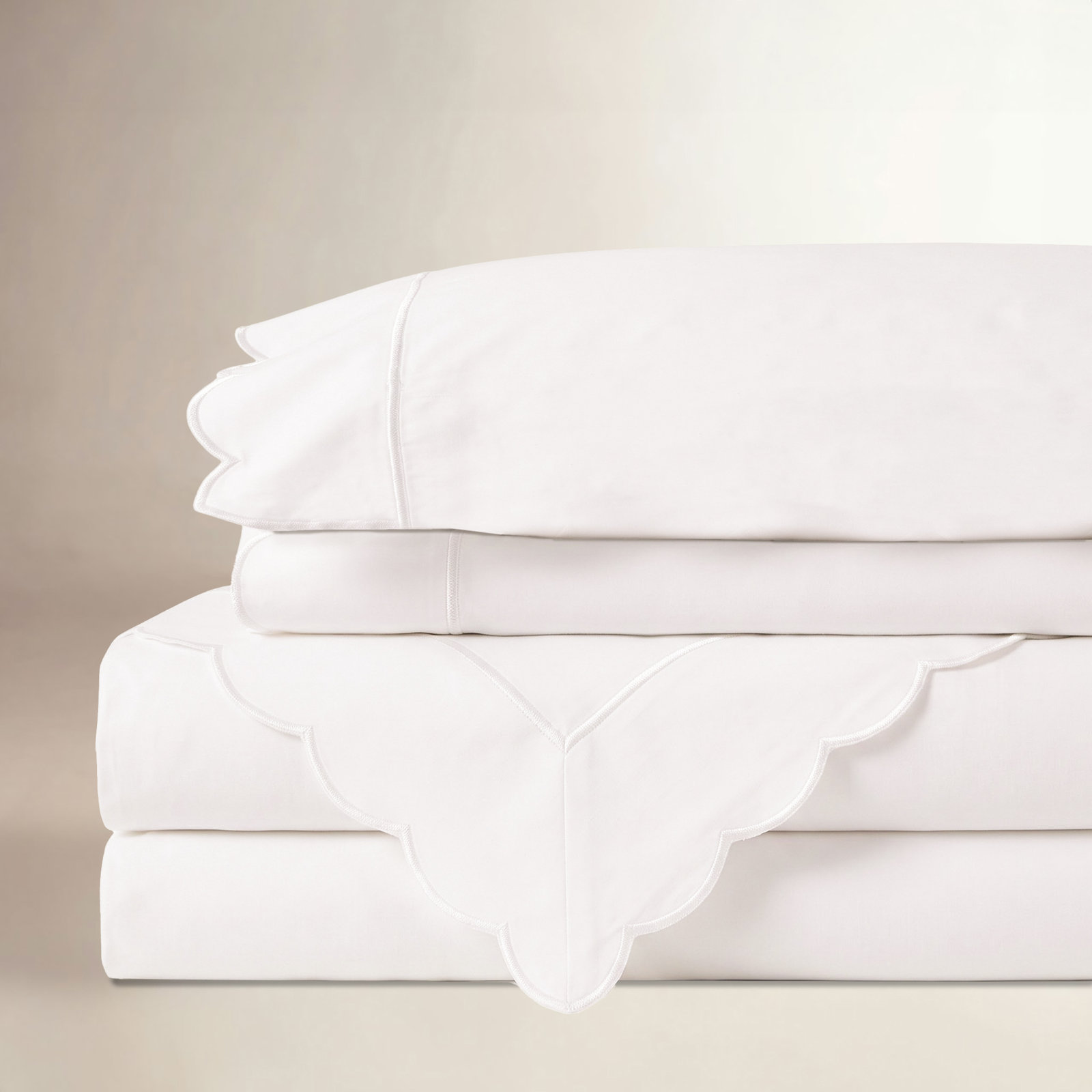 Rollings Cotton Sheet Set, Queen Sheet Set with 2 Pillowcases, White