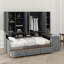Lit de jour en bois avec trois tiroirs, rangement combiné, bureau et système d'étagères-800983315-800983312