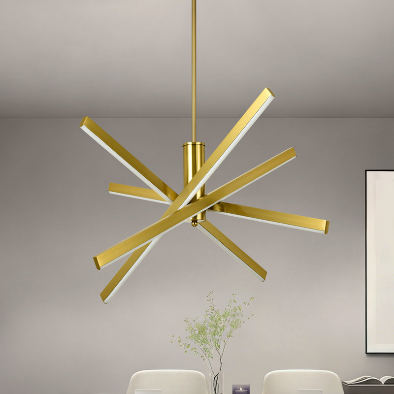 Suspension DEL Celene à 4 lumières de 61 cm (24 po) de largeur avec télécommande, Laiton