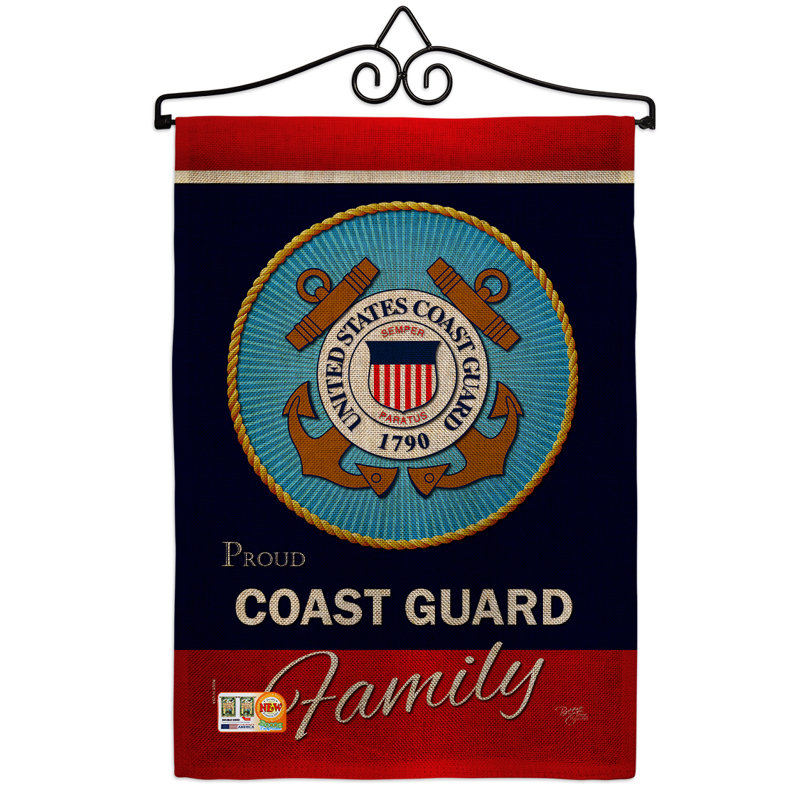 En toile jute à 2 côtés en toile jute 19 x 13 po coast guard drapeau de jardin