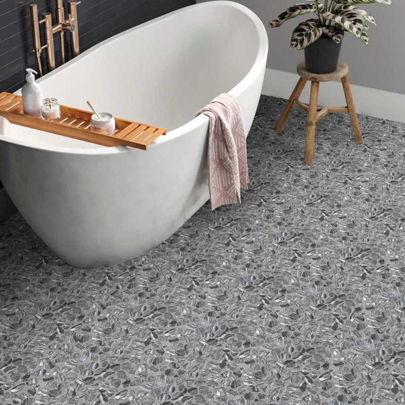 Recycled Cenote Pebble 13" x 13" Glass Wall & Floor Tile, Graphite Gray