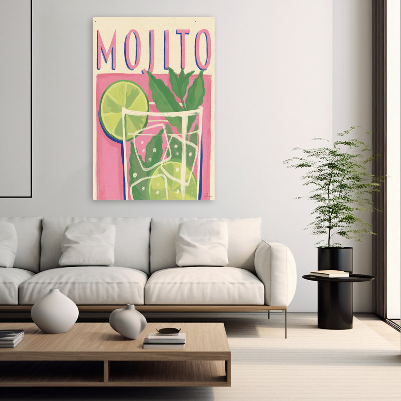 Cocktail II - Publicité cocktail, art vert, H 60 po x l 40 po