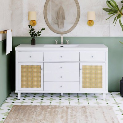 Ensemble de meuble-lavabo autoportant 60 po avec plateau en résine 60 po
