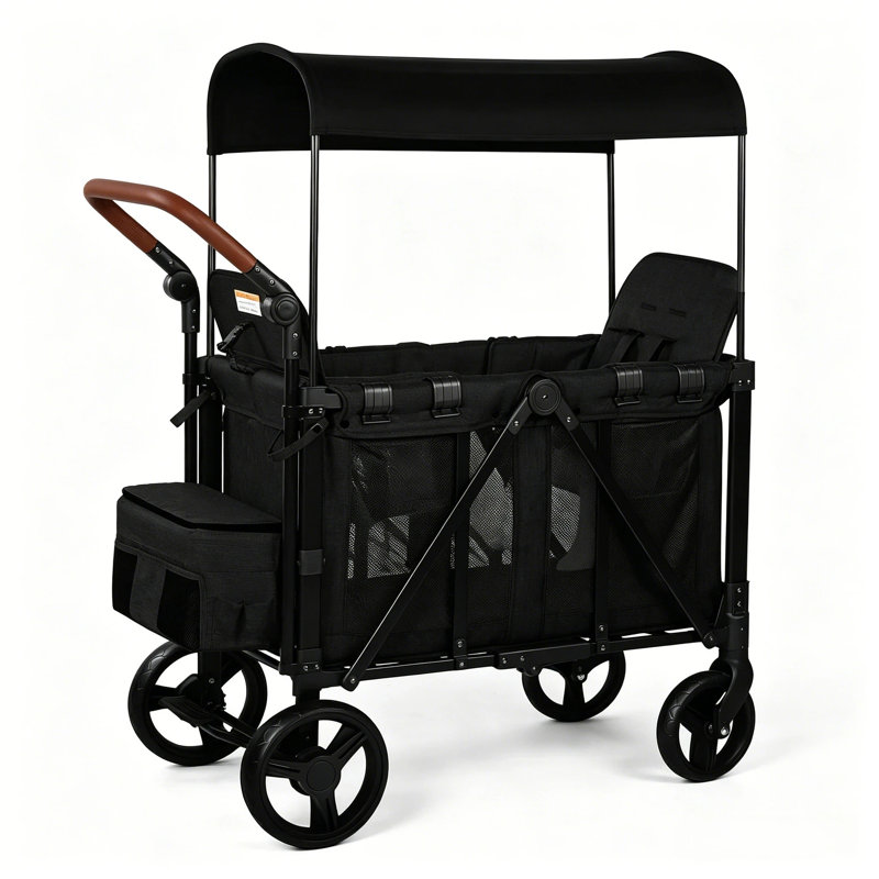 3 in 1 Foldable Wagon Stroller With Conopy – 200lb Capacity,Black, Black, 50.41" H x 38.2" W x 22.4" D, 2