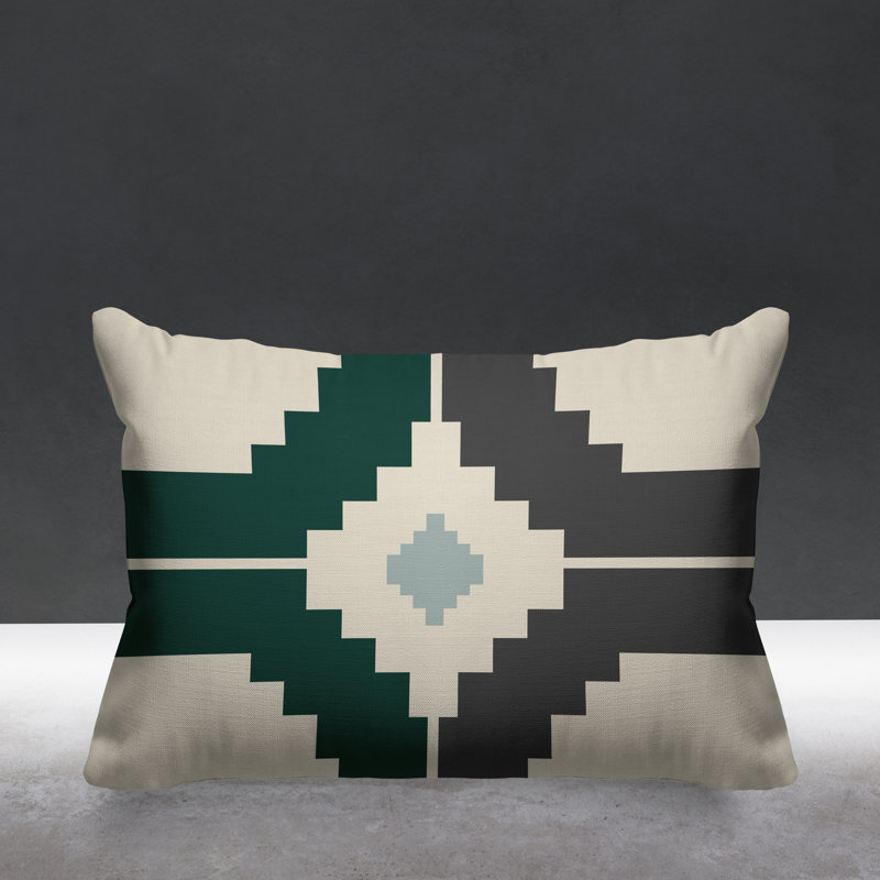 Coussin intérieur / extérieur Kele Southwestern, Émeraude