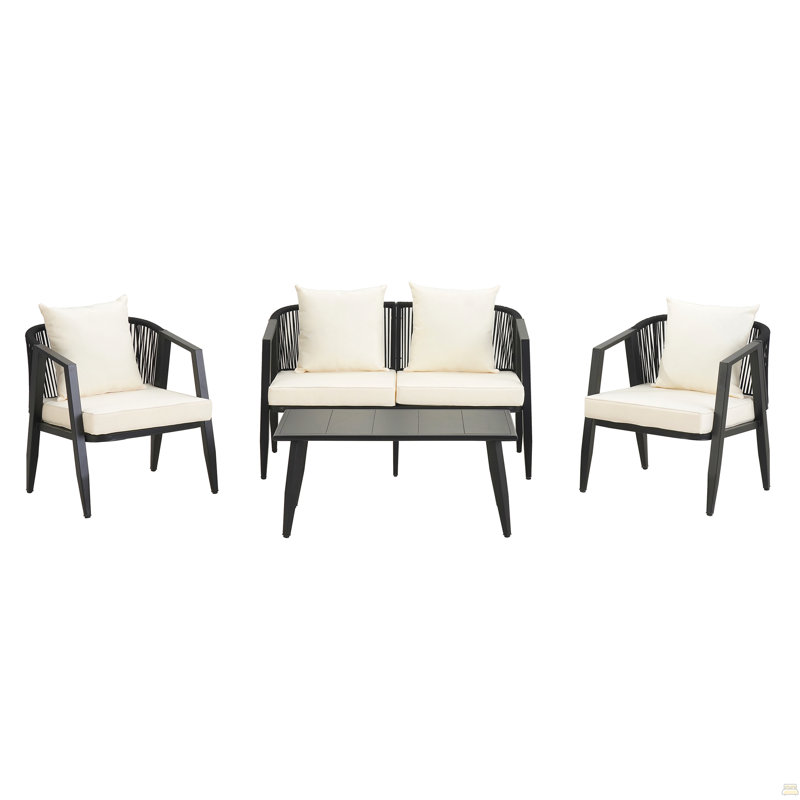 Ensemble de sièges d'extérieur, Beige, Noir