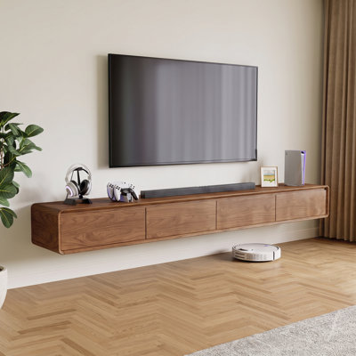 94.48’’ Floating TV Stand Wall Mounted Media Console with Storage, Modern TV Stand Entertainment Center for Living Room, Walnut