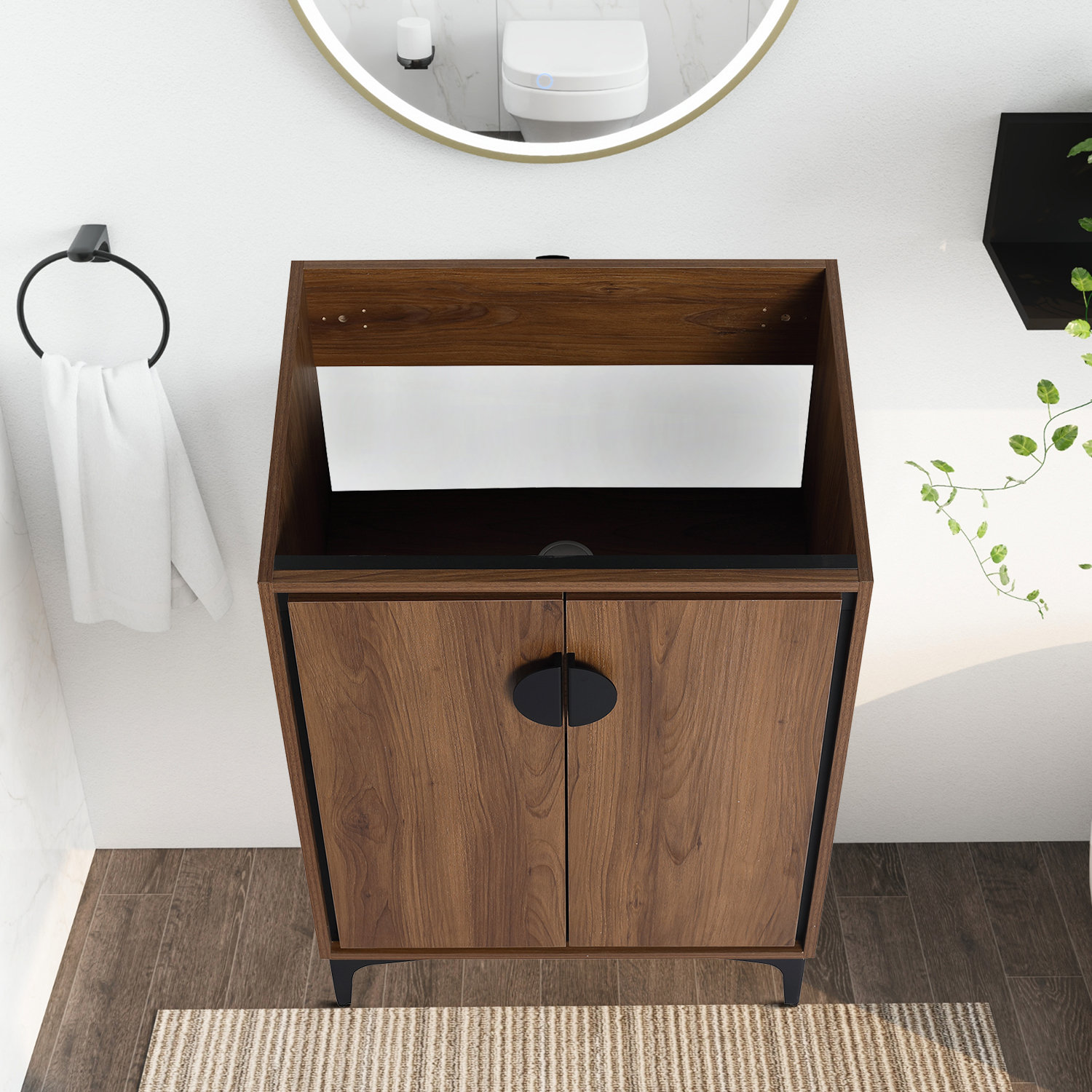 Smartmonkey 24-Inch Mid-Century Style Freestanding Sinkless Bathroom ...