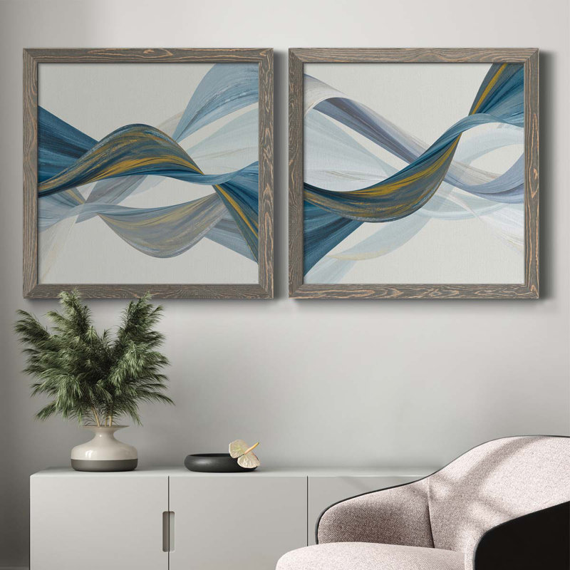 Changer les courants I - ensemble de 2 impressions sur toile, Toile avec cadre gris, H 24 po x l 48 po x P 1 po