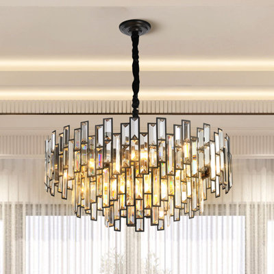 Maecee Crystal Chandelier Light Fixture, Luxury Round Chandeliers High Ceiling for Living Room, Bedroom, Dining Room, Kitchen Island, Entryway