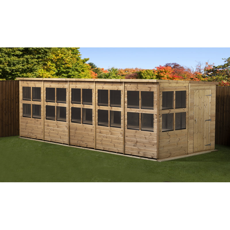 20 ft. W x 8 ft. D Solid wood Tongue & Groove Pent Garden Shed