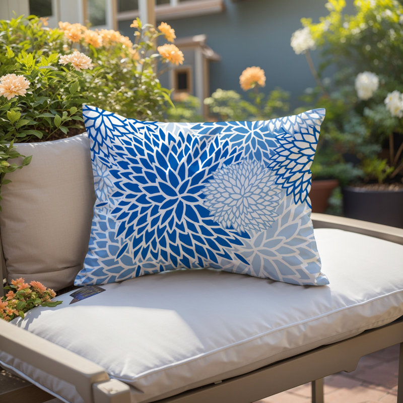 Arlo Floral Burst Indoor/Outdoor Throw Pillow, Blue