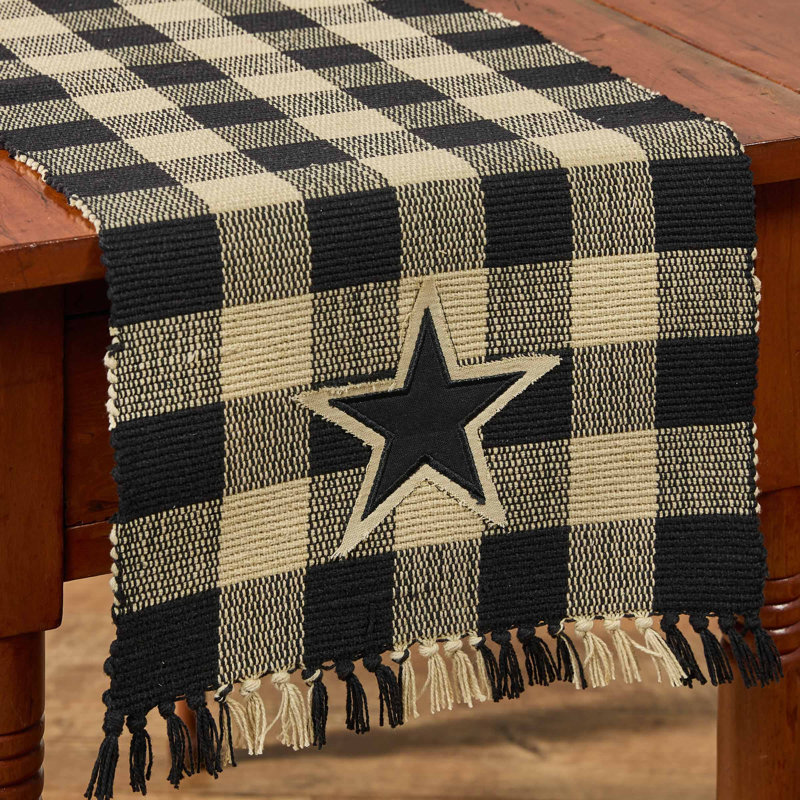 Wicklow Star Black Gingham Yarn Table Runner 13", 36" L x 13" W