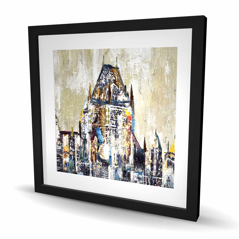 «Abstract château frontenac», reproduction encadrée matte | Décoration intérieure, H 24 po x l 24 po, Noir