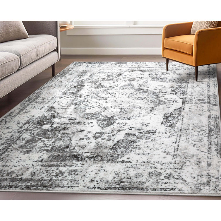 Kazzandra Zazzle Argos Vintage Modern Ivory Black Area Rug