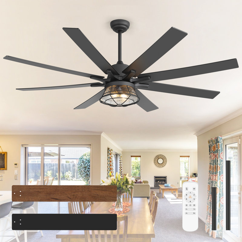 65 Inch Farmhouse Ceiling Fan With Lights & Remote Control, Quiet Reversible Dc Motor, Wooden Blades,  Glass Lampshade - Ideal For Bedroom, Living Room, Dining Room
