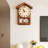 Brown Solid Wood House Shaped Pendulum Wall Clock