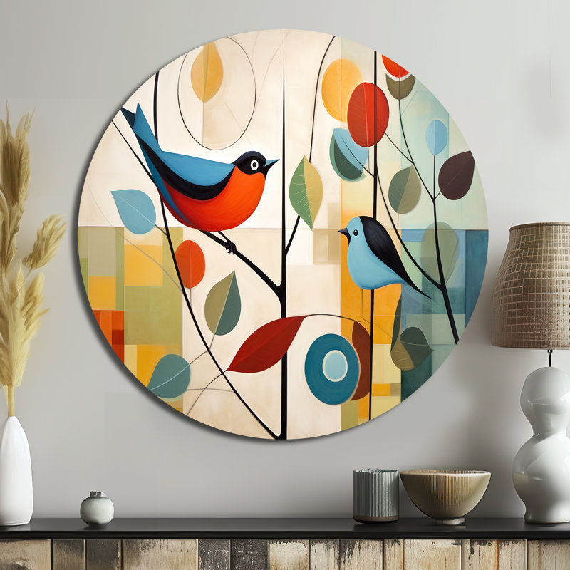 Vert Mid Century Mod Nature III - Abstrait rond en métal, H 36 po x l 36 po x P 1 po