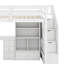 Lit mezzanine double avec bureau en L et tiroirs, armoire et escalier de rangement-2121238367