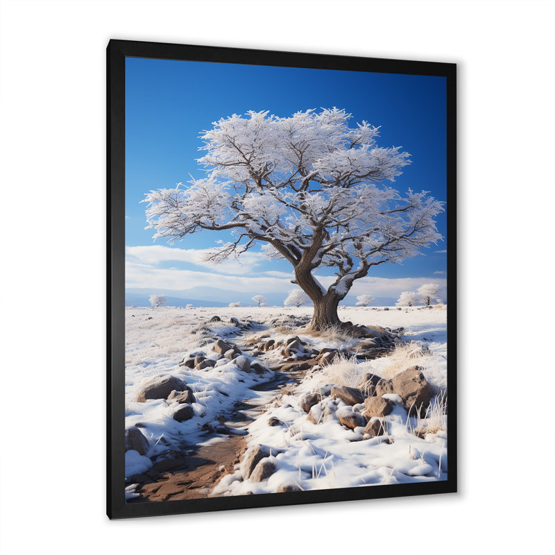 Snow Tree Winters Solitude - impression, H 20 po x l 12 po x P 1 po, Cadre photo noir