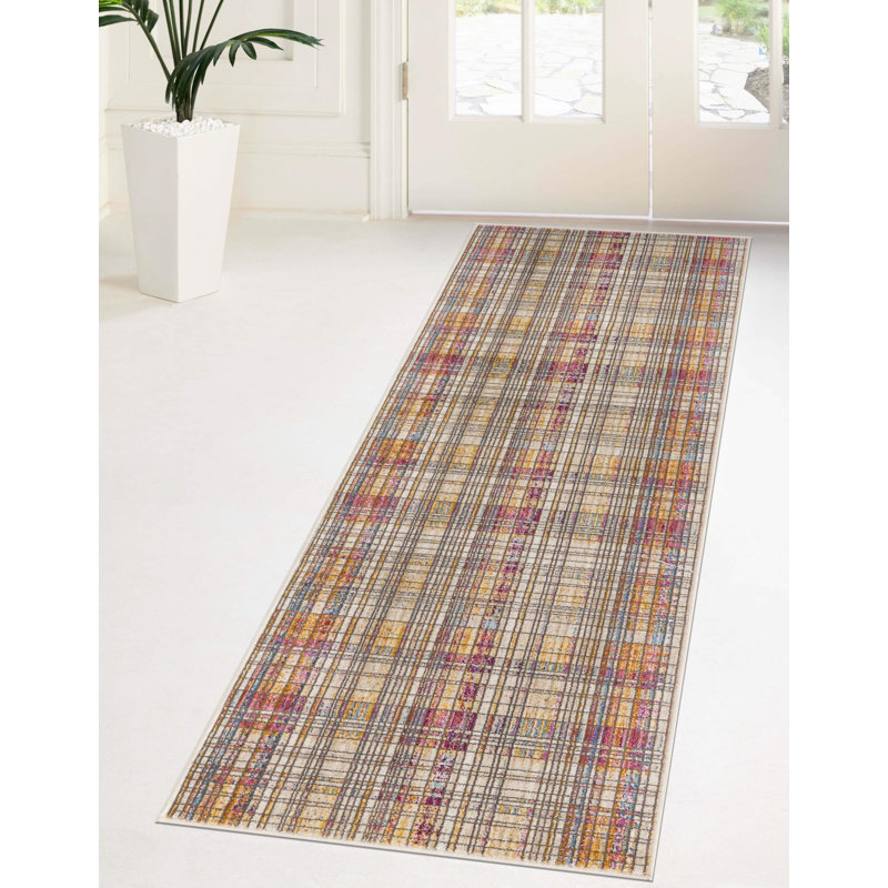 Amiliya Plaid Indoor Rug, Runner 2'6" x 12'