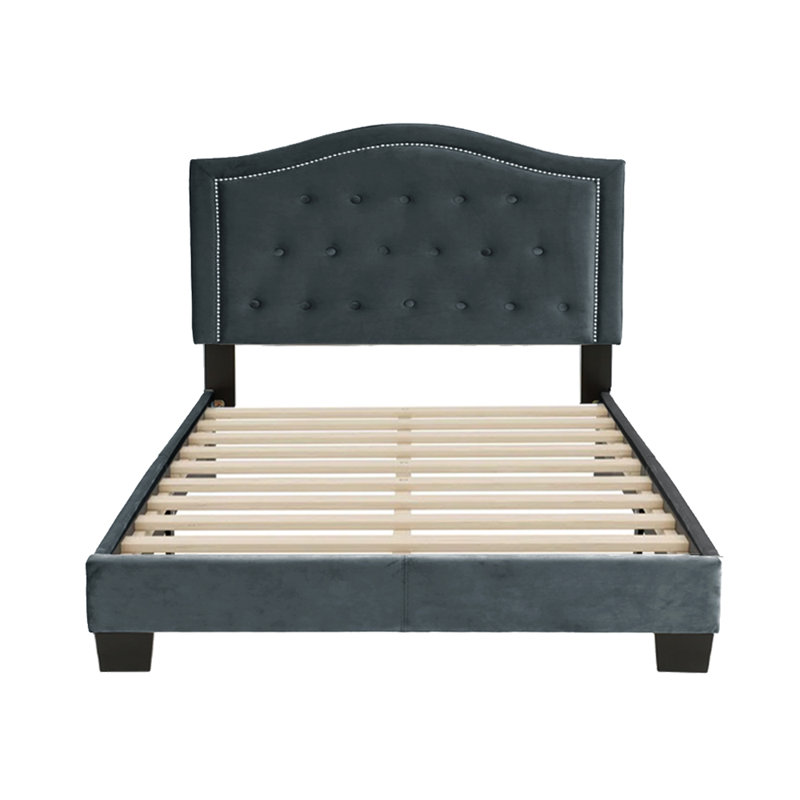 Lit plateforme tapissier Ahuva, Anthracite, Complète