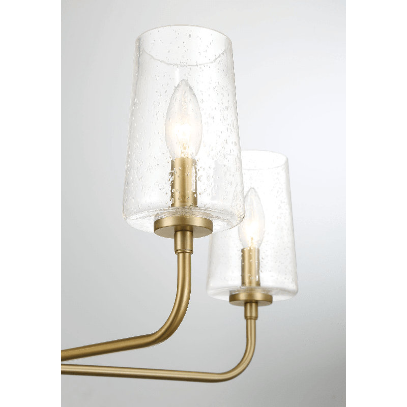 Lustre cinq lumières Dazzle avec verre bullé transparent - laiton satiné