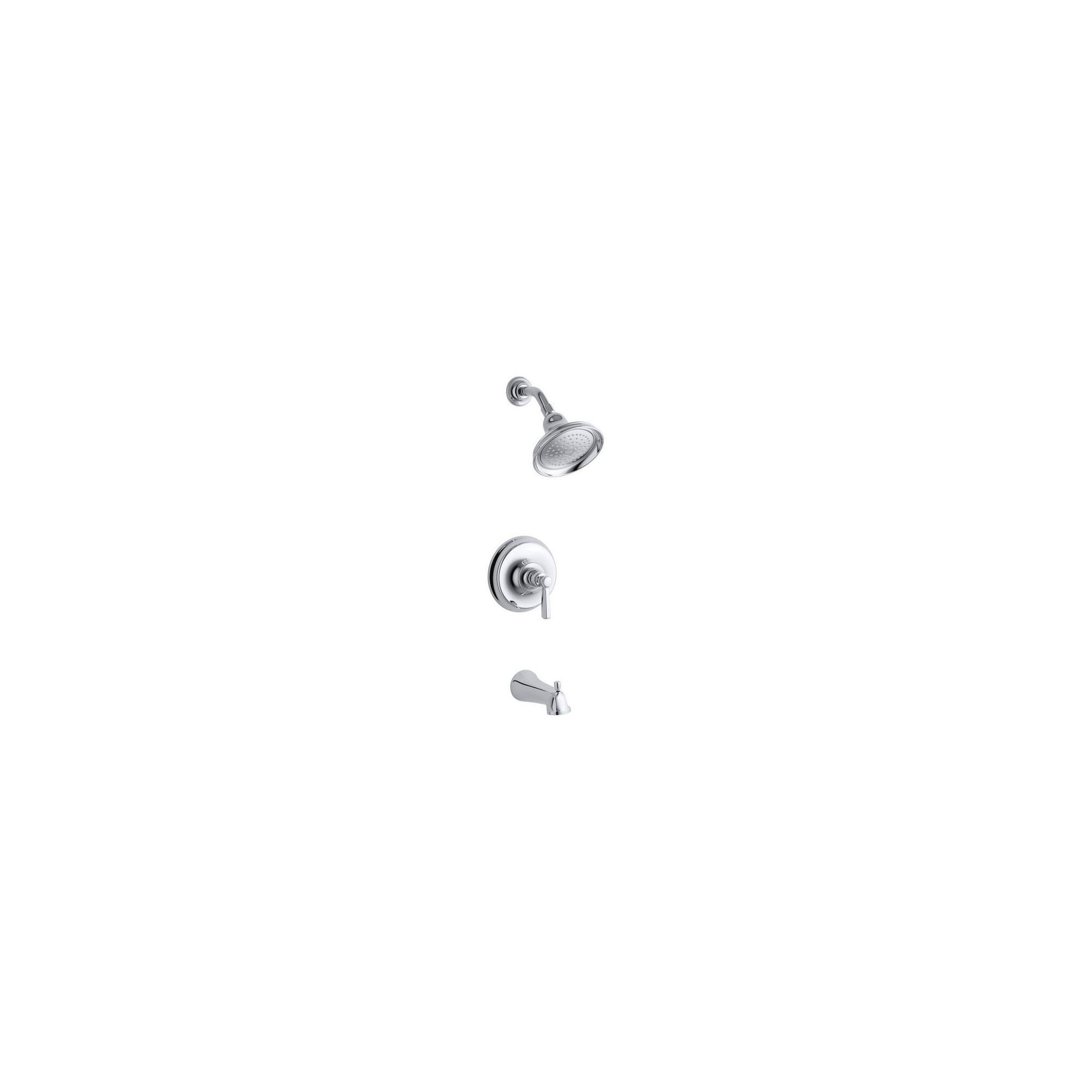 Bancroft Rite-Temp Bath and Shower Trim with Metal Lever Handle, NPT Spout and 2.5 Gpm Showerhead, Polished Chrome