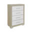 Ensemble de chambre double 5 pièces avec tête de lit bibliothèque Natural-White, parfait pour le rangement et l'esthétique moderne.-84970541-84970531