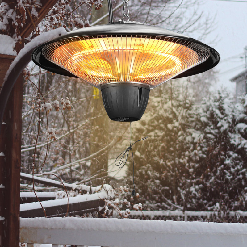Black and Silver 1500W Electric Hanging Patio Heater