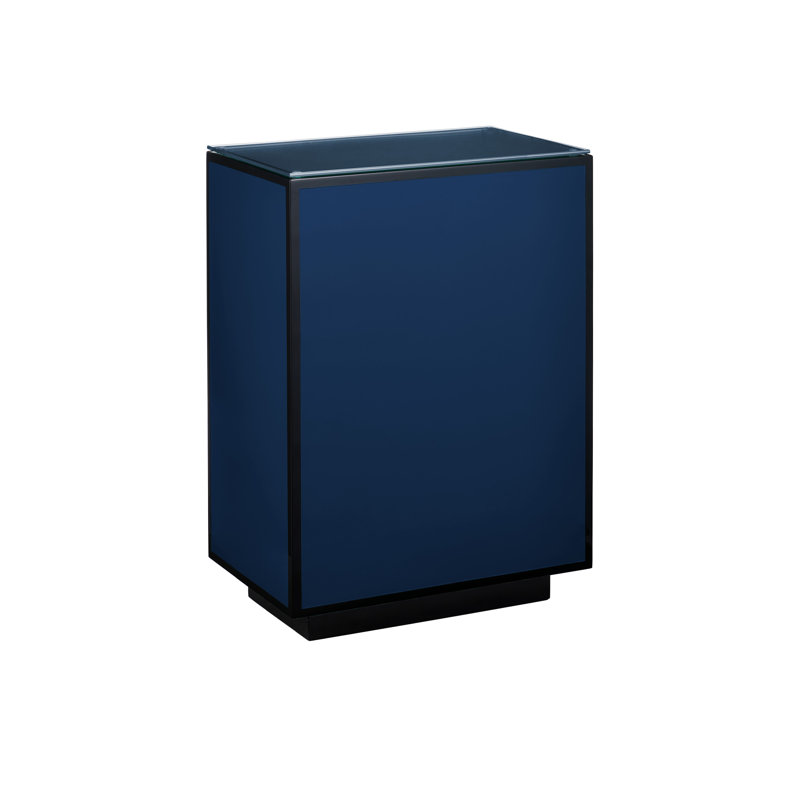 Lacquer Glass End Table, Navy/Black