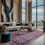 Machine Washable Purple Area Rug-1400656201