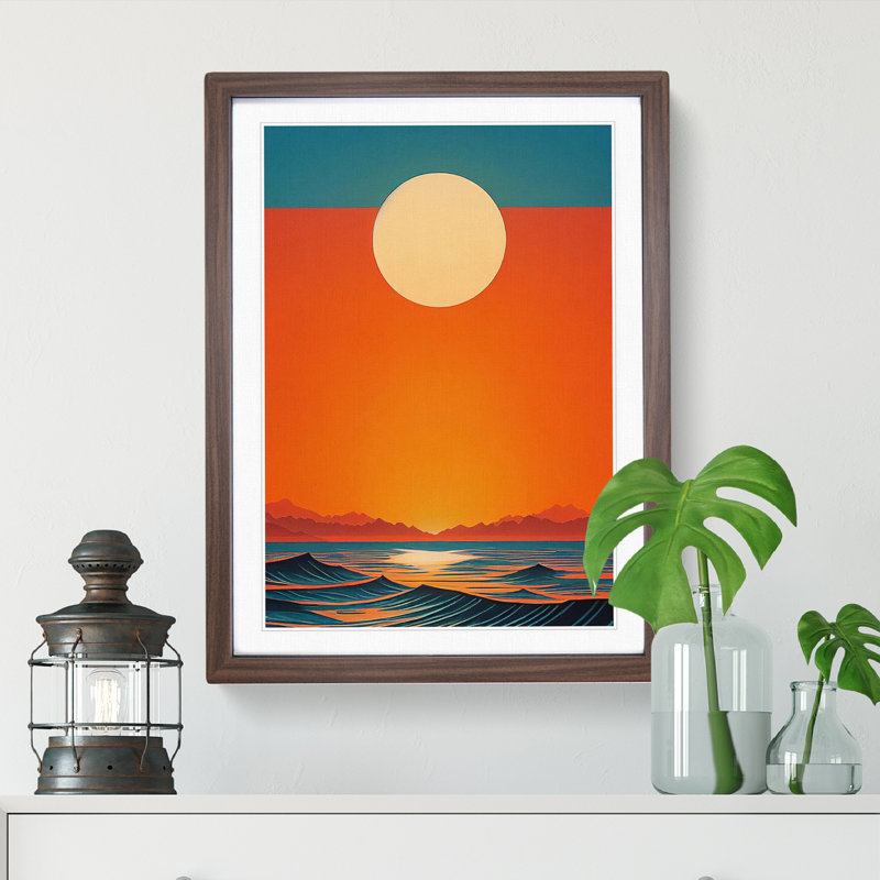 Wild Ocean Sunset Abstract Framed Print, 34cm H x 25cm W x 2cm D, Brown Framed