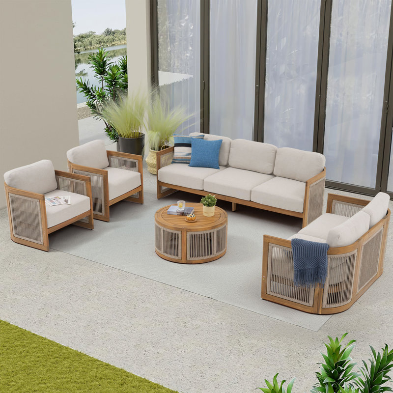 Ensemble de conversation pour 7 personnes avec coussins