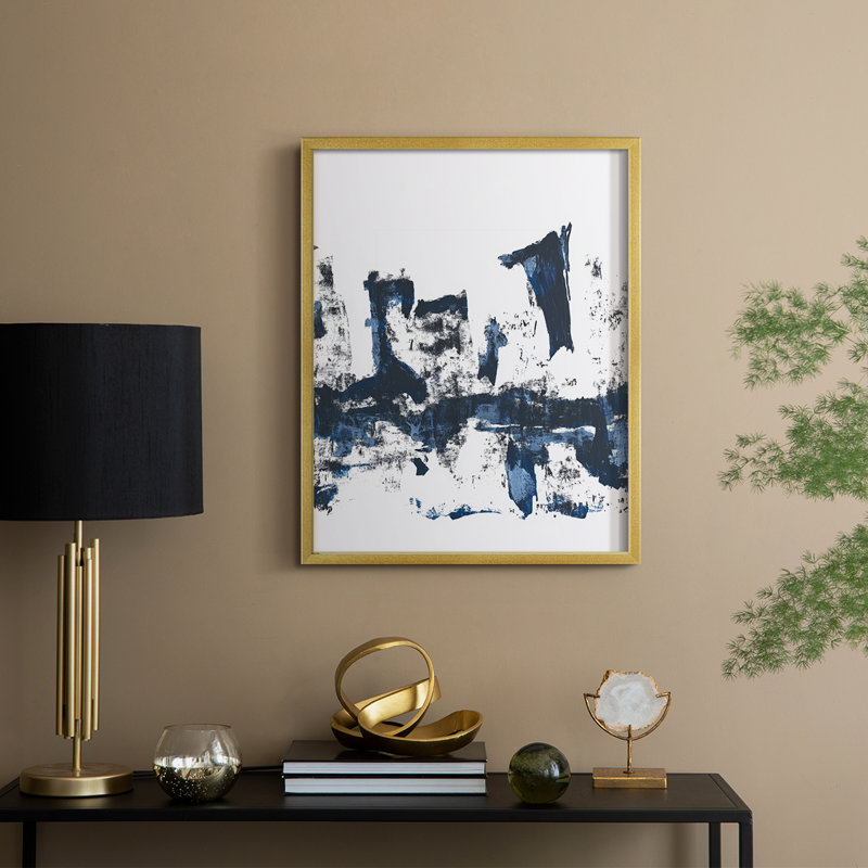 Abstrait, imprimé encadré - prêt à accrocher -, 10" H x 8" W, Doré