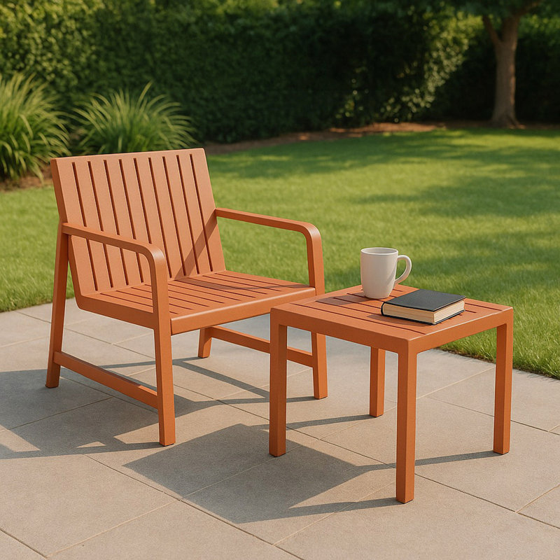 Ensemble de meubles d'intérieur / extérieur 2 pièces 1 chaises et 1 table basse Matériau PP imperméable - Ensemble de conversation pour patio facile à assembler