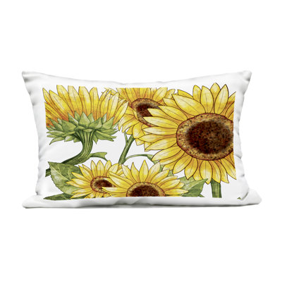 Rustic Bloom Sunflowers Outdoor Printed Pillow, design by Kim Allen