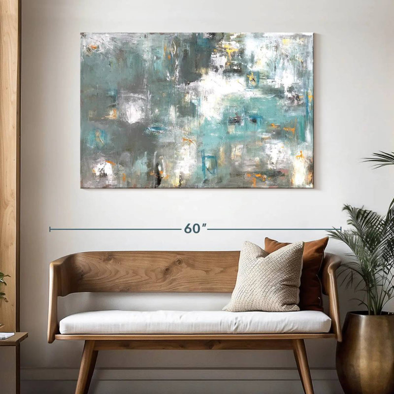 Avery Grey Aqua Gold Illusion, 32'' H x 48'' W