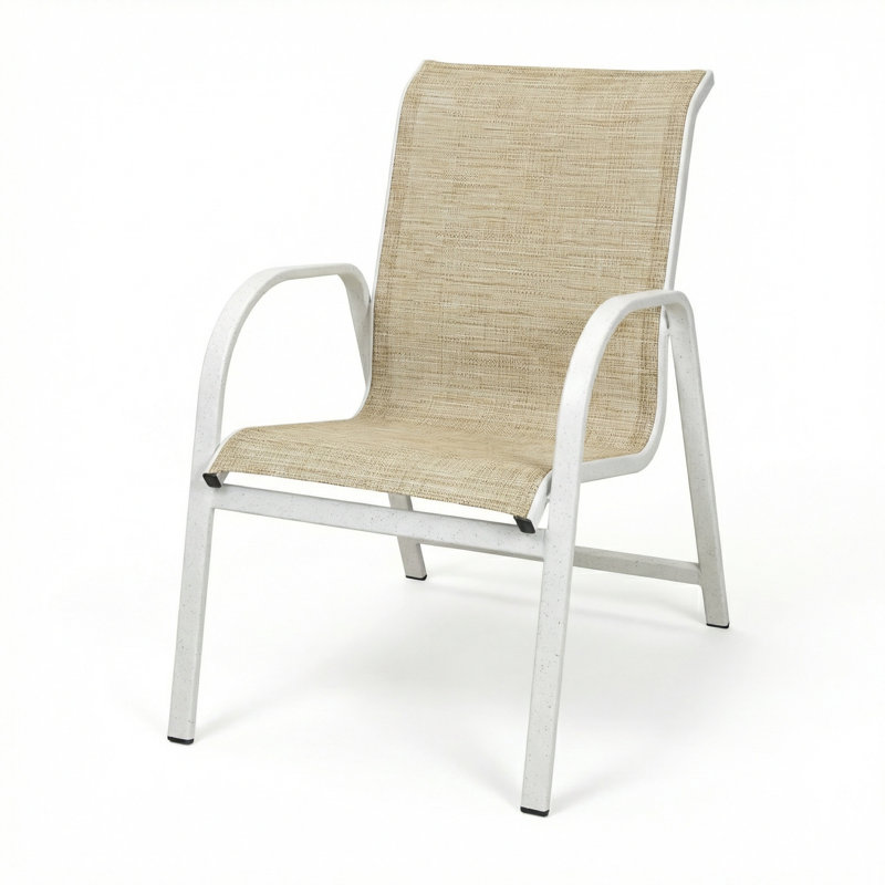Fauteuil d'extérieur Windward Ocean Breeze, Harnais naturel / blanc rivière