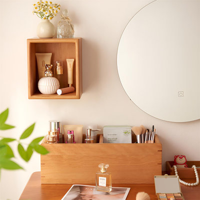 Tablette murale multi-grilles en bois de cerisier