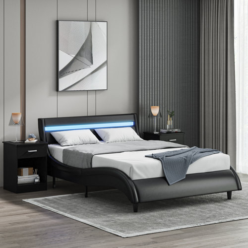 Orren Ellis Lighted Headboard Platform Bed & Reviews | Wayfair