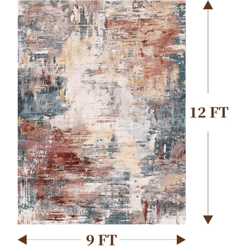 Tapis abstrait lavable à la machine, Rectangle 9 pi x 12 pi