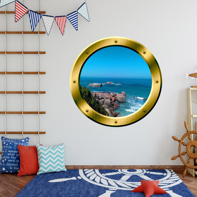 Adhésif décoratif océan, H 14 po x l 14 po x P 0,01 po, Doré