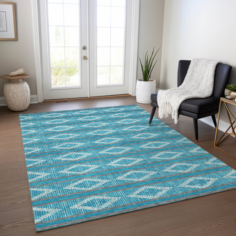 Tapis bleu sarcelle lavable intérieur / extérieur Lume , 5' x 7'6"