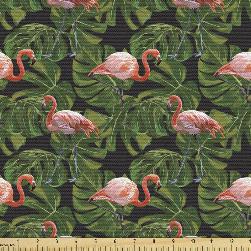 Patchell Exotic Bird and Monstera Leaves Fabric
