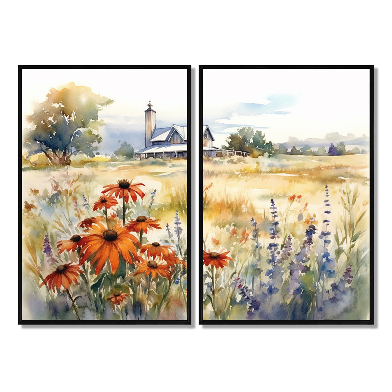 «Green Green Meadow At The Farm II», art mural traditionnel, Black, H 36 po x l 48 po