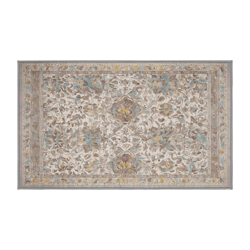 Machine Washable Gray Area Rug, Rectangle 5' x 7'